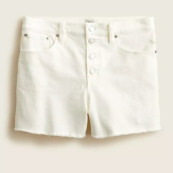 J.Crew High-rise Denim Short in white with button fly - Size 27 - Picture 2 of 7